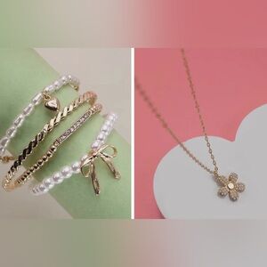 Elegant Gold and Pearl Bracelet Set